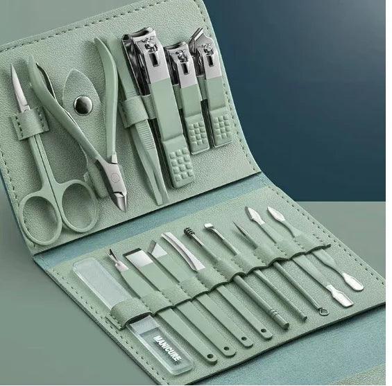 Kit c/ 16 Pçs Cortador De Unhas Conjunto De Ferramentas Em Aço Inoxidável Com Bolsa Dobrável - Neverdie Store