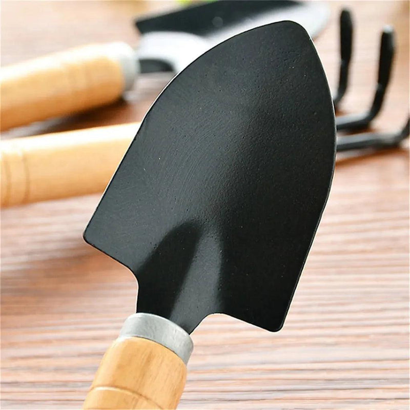 Multifuncional Mini Jardinagem Tool Set, Potting Tools, Cabo de madeira, Pá, Ancinho, Casa, Planta, Bonsai, 3 Pcs Horta Jardina