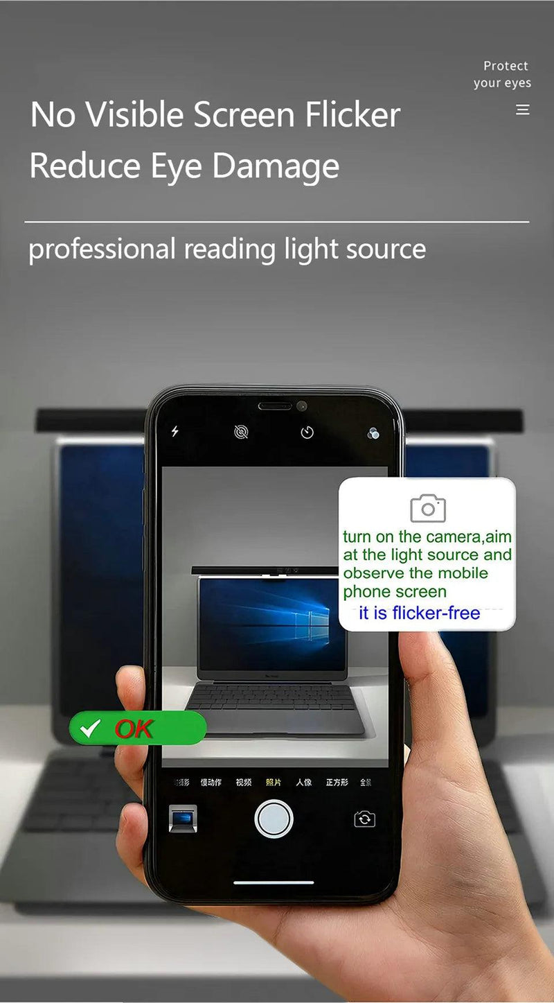 Lâmpada de mesa para cuidados com os olhos, 50cm, led, computador, monitor, tela, barra de luz, escurecimento contínuo, leitura, alimentado por usb, lâmpada de mesa suspensa