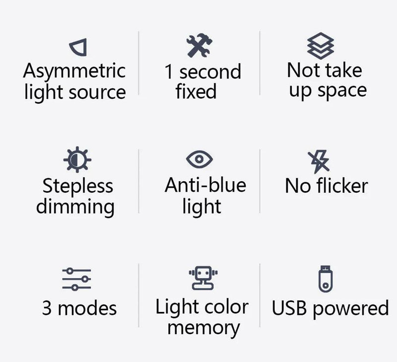 Lâmpada de mesa para cuidados com os olhos, 50cm, led, computador, monitor, tela, barra de luz, escurecimento contínuo, leitura, alimentado por usb, lâmpada de mesa suspensa