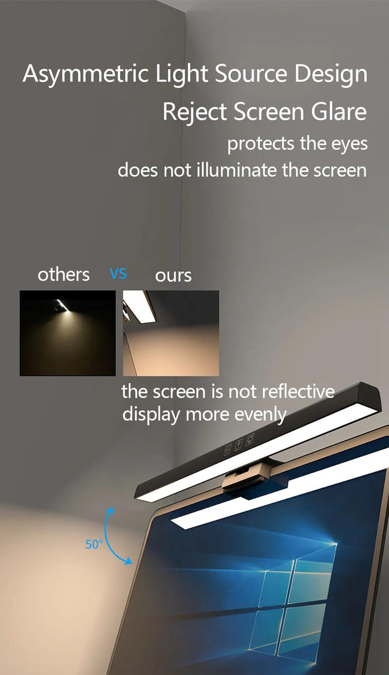 Lâmpada de mesa para cuidados com os olhos, 50cm, led, computador, monitor, tela, barra de luz, escurecimento contínuo, leitura, alimentado por usb, lâmpada de mesa suspensa