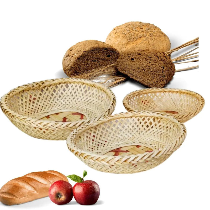 Cesto de Bambu Oval Multiuso Café Pão Fruta Mesa Posta 29Cm